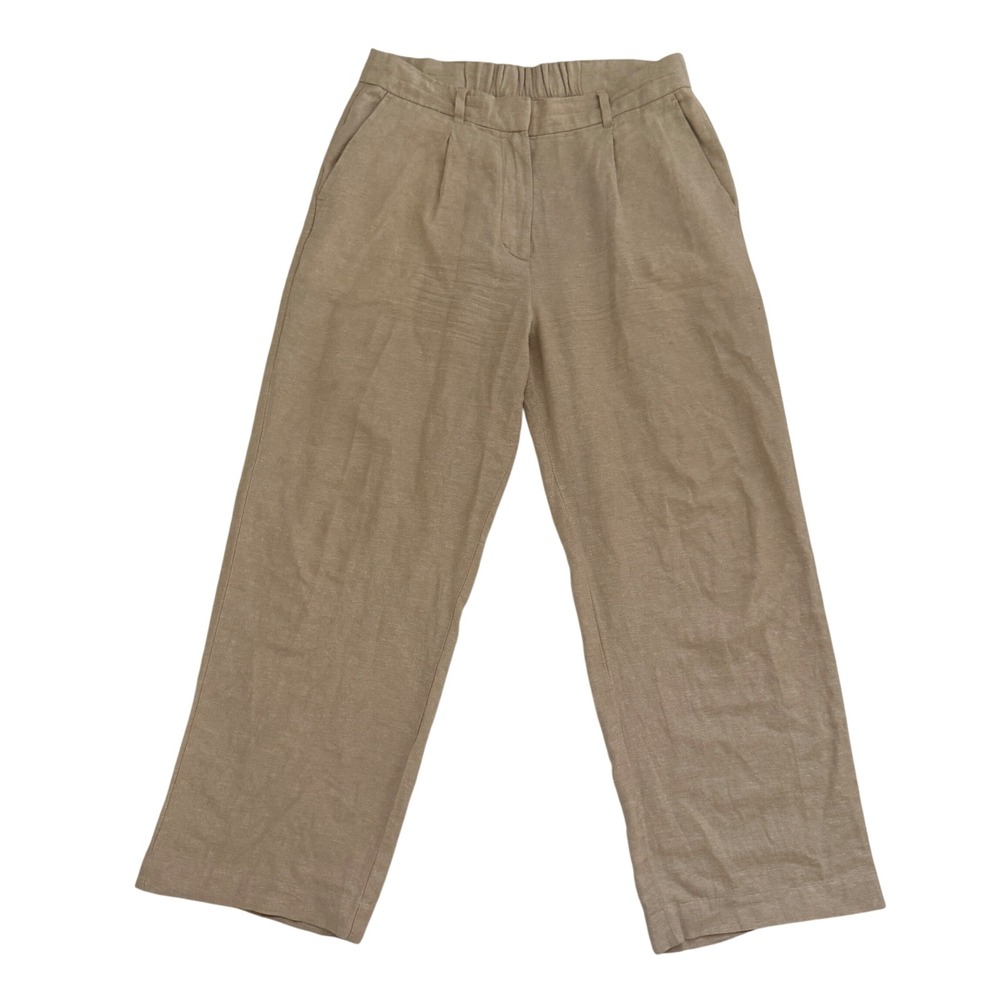Old Navy Womens Taylor Extra High-Rise Wide Leg Trouser Linen Blend Tan Pants M